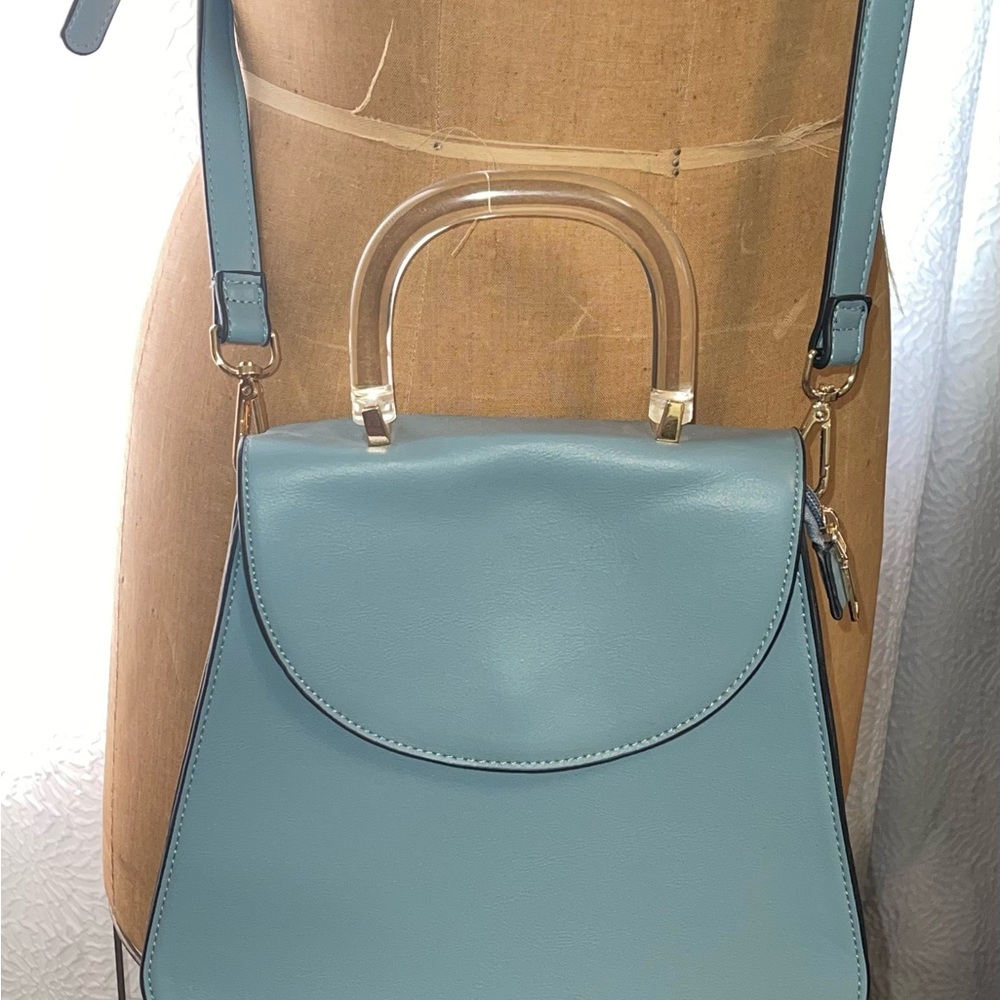 Vegan leather blue cross body purse